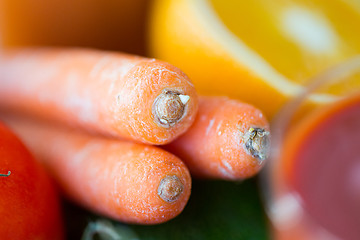 Image showing close up of carrot with fruits and vegetables