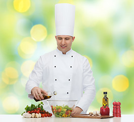 Image showing happy male chef cook cooking food