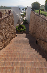 Image showing Stairs with steps leading to the sea at luxury hotel