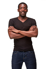 Image showing portrait of handsome young black african smiling man