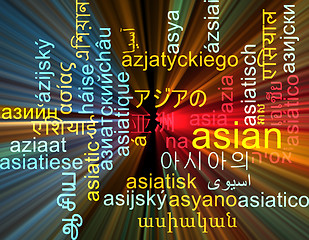 Image showing Asian multilanguage wordcloud background concept glowing