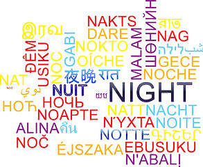 Image showing Night multilanguage wordcloud background concept