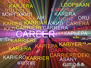Image showing Career multilanguage wordcloud background concept glowing
