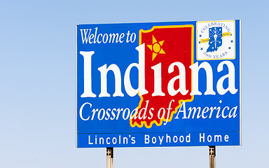 Image showing Welcome to Indiana Sign Crossroads of America