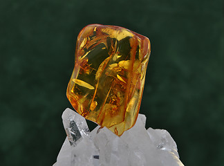 Image showing Amber on rock crystal