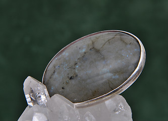 Image showing Labradorite on rock crystal