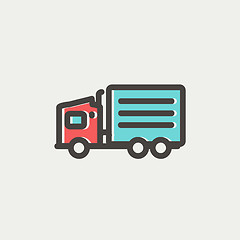 Image showing Delivery truck thin line icon