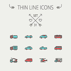 Image showing Transportation thin line icon set