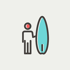 Image showing Wakeboarder thin line icon