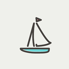 Image showing Sailboat thin line icon