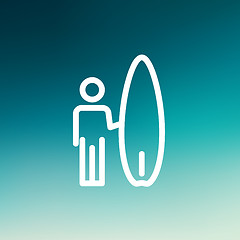 Image showing Wakeboarder thin line icon