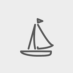 Image showing Sailboat thin line icon