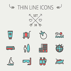 Image showing Travel thin line icon set