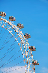 Image showing The London Eye Ferris wheel close up in London, UK