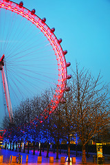 Image showing The London Eye Ferris wheel in the evening