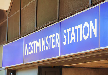 Image showing London Westminster underground station sign