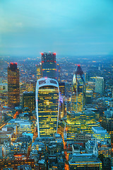 Image showing Aerial overview of the City of London financial ddistrict