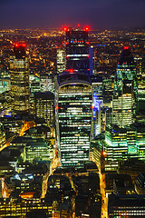 Image showing Aerial overview of the City of London financial ddistrict