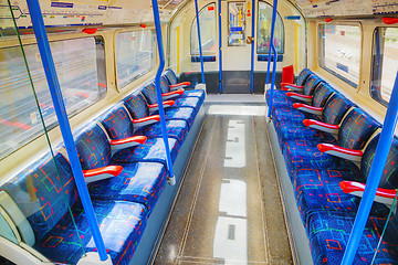Image showing Interior of the underground train car in London