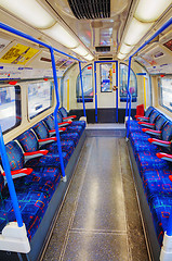 Image showing Interior of the underground train car in London