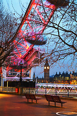 Image showing Overview of London with the Clock tower early in the morning