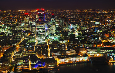 Image showing Aerial overview of the City of London financial ddistrict 