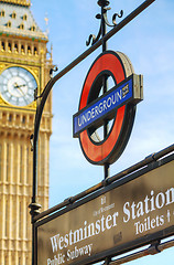 Image showing London underground station sign