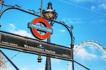 Image showing London underground station sign