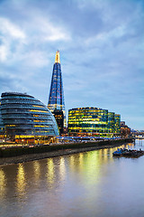 Image showing Overview of London with the Shard London Bridge