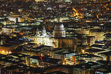 Image showing Aerial overview of London city with the St Pauls Cathedral