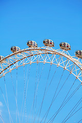 Image showing The London Eye Ferris wheel close up in London, UK