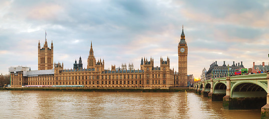 Image showing Panoramic overview of the Houses of Parliament