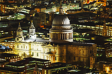 Image showing Aerial overview of London city with the St Pauls Cathedral