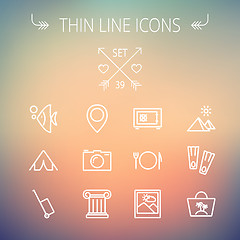 Image showing Travel thin line icon set