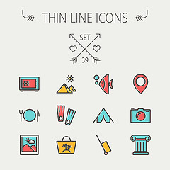 Image showing Travel thin line icon set