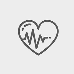 Image showing Heart with cardiogram thin line icon