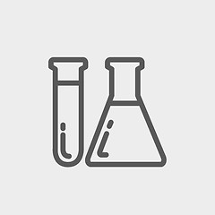 Image showing Test tube and beaker thin line icon