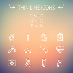 Image showing Medicine thin line icon set