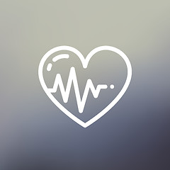 Image showing Heart with cardiogram thin line icon