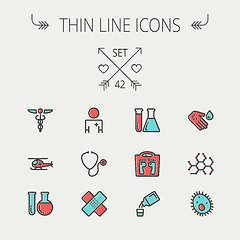 Image showing Medicine thin line icon set