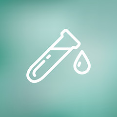 Image showing Test tube with water drop thin line icon