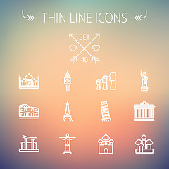 Image showing Travel thin line icon set