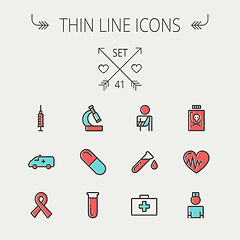 Image showing Medicine thin line icon set