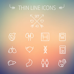 Image showing Medicine thin line icon set