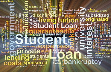 Image showing Student loan background concept glowing