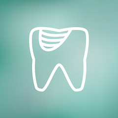 Image showing Tooth decay thin line icon