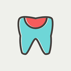 Image showing Broken tooth thin line icon