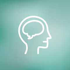 Image showing Human head with brain thin line icon