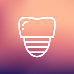 Image showing Tooth implant thin line icon