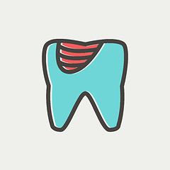 Image showing Tooth decay thin line icon